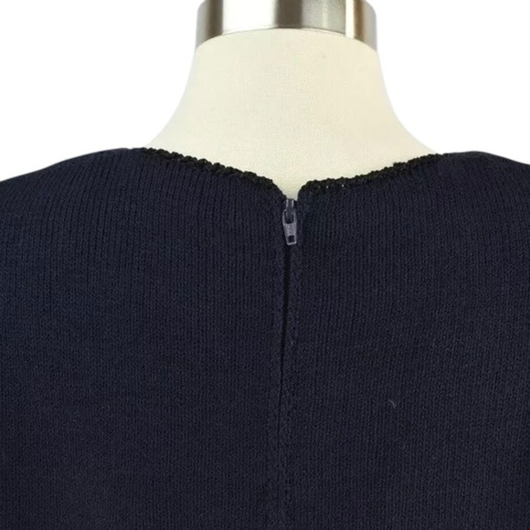 Fianona Santana Knit Peplum Cold Shoulder Beaded Sweater Dress Navy Blue Size M - Picture 5 of 7